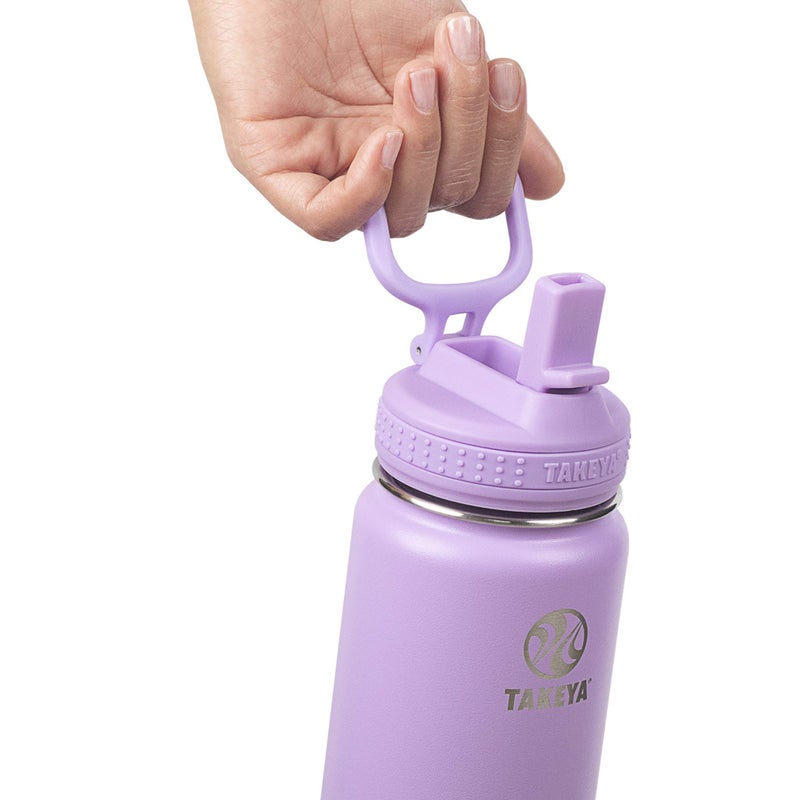 Takeya Actives 18 oz Water Bottle with Straw Lid - Double Wall Stainless Steel Insulation - Dishwasher Safe & BPA-Free - Removable Bumper - Lilac - Image 3